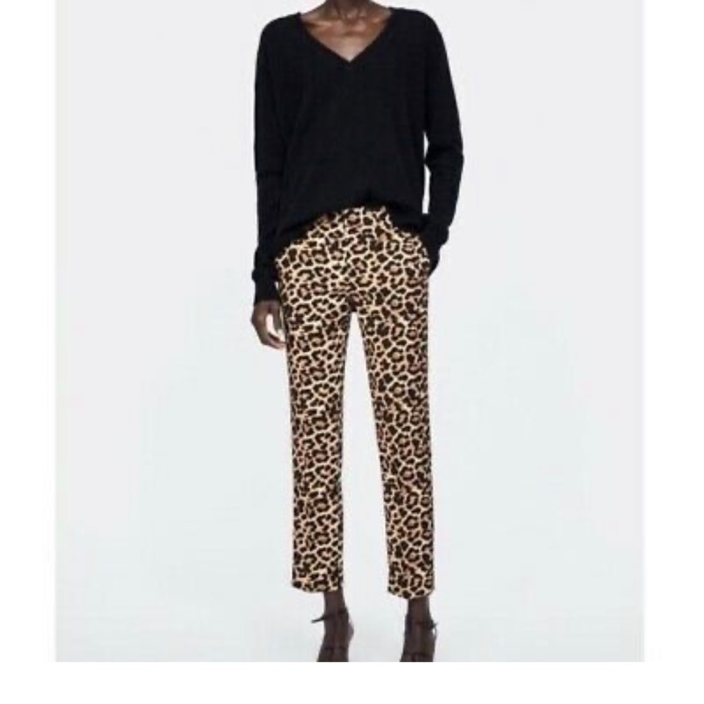 Zara Animal Print Chino Pants Size 6